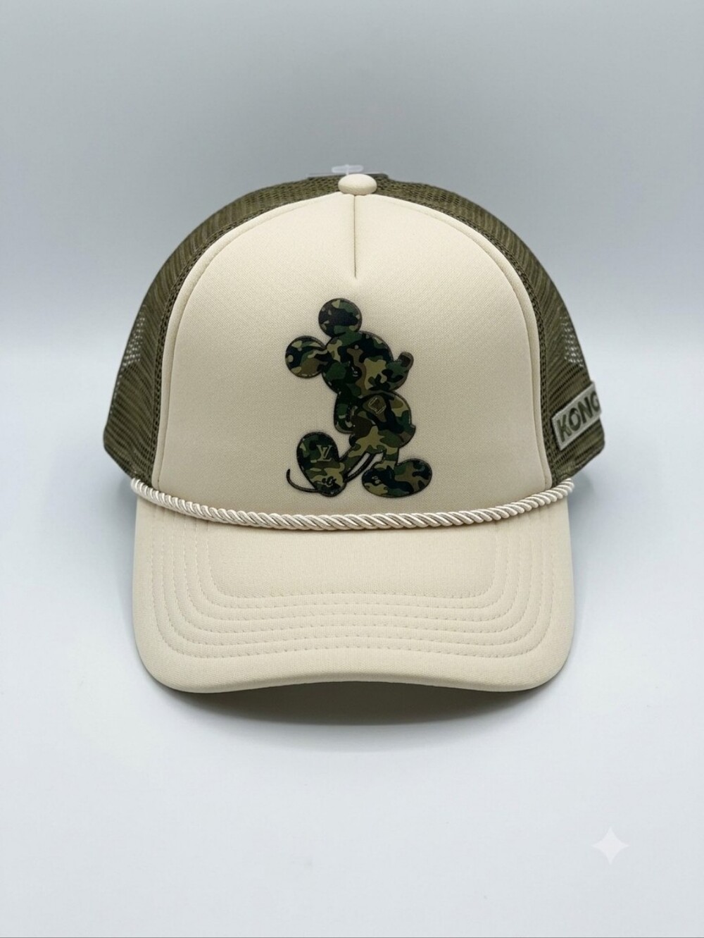 Disney - Mickey Mouse Camo "Honor" Trucker Snapback Hat Beige/Green Adult Unisex